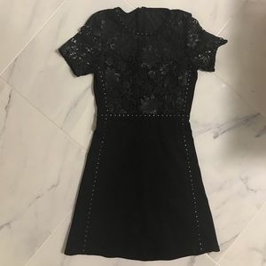 French Connection Black Lace Studded Dress